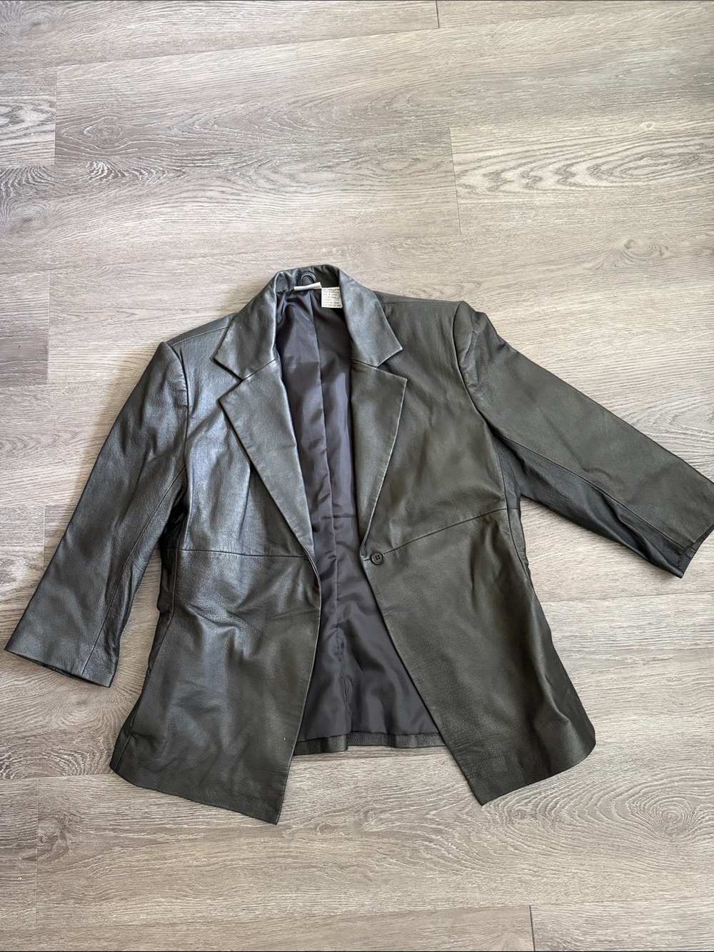 Newport News Vintage Black Leather Blazer Jacket